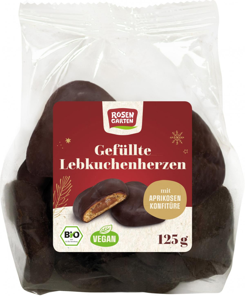 Rosengarten Lebkuchenherzen gefüllt, 125 gr Packun