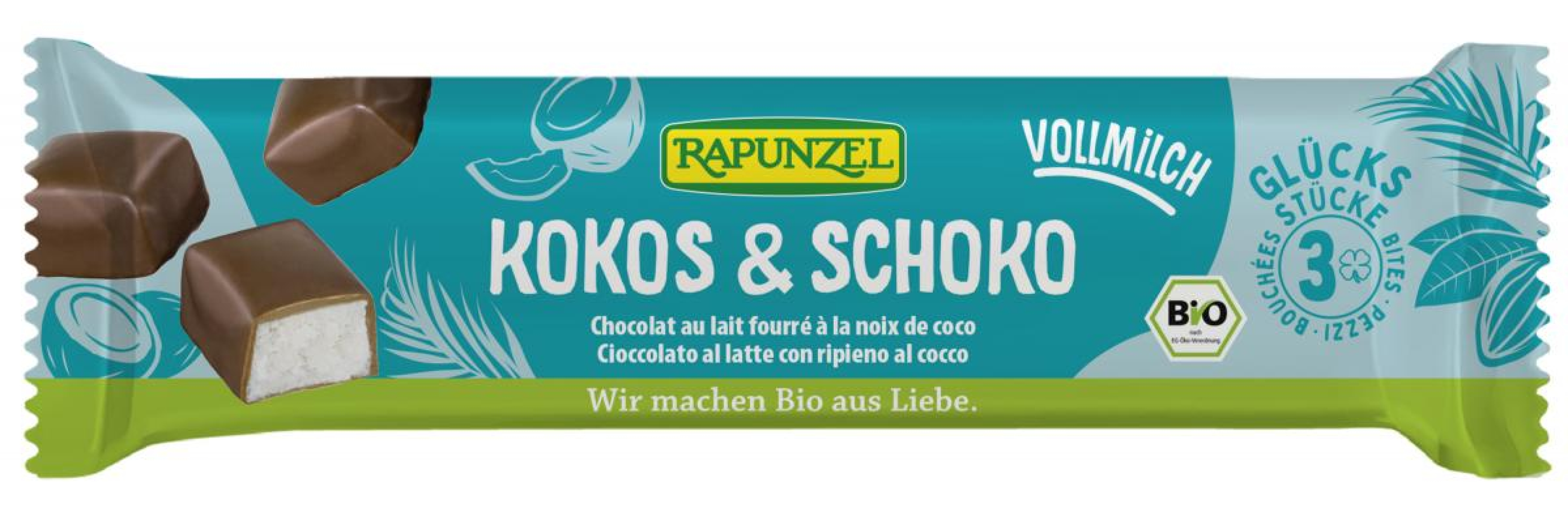 Rapunzel Kokos-Happen Vollmilch, 50 gr Stück