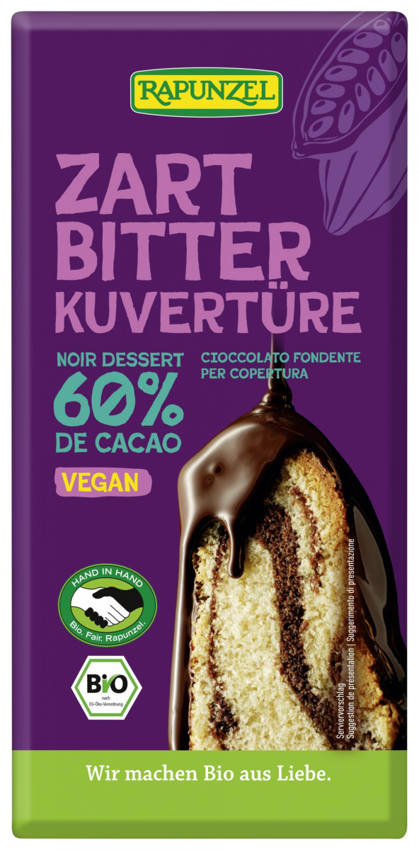 Rapunzel Zartbitter Kuvertüre HIH, 200 gr Packung