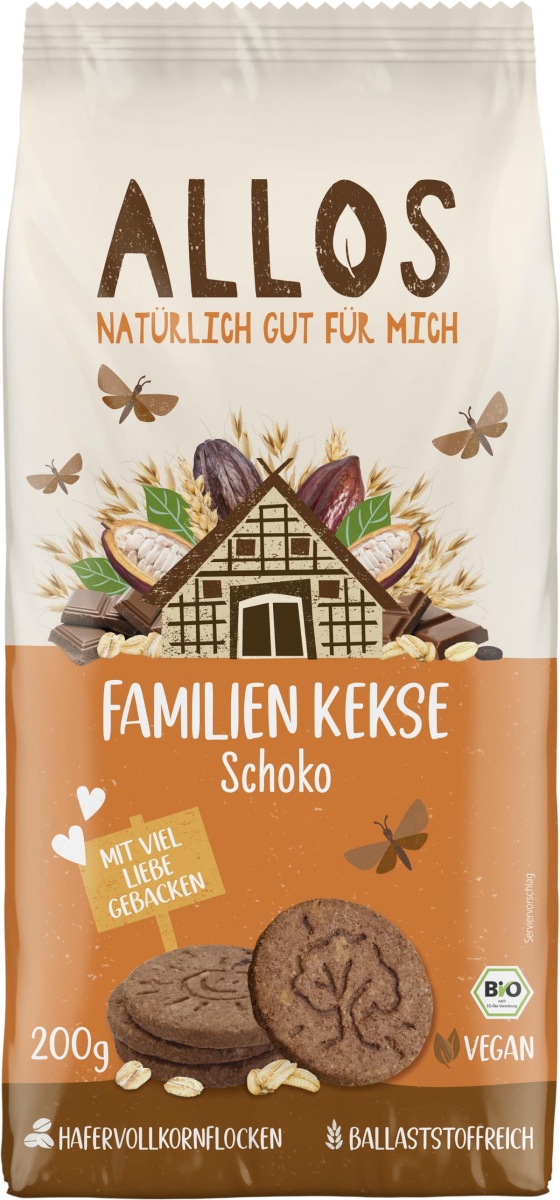 Allos Familienkeks Schoko, 200 gr Packung