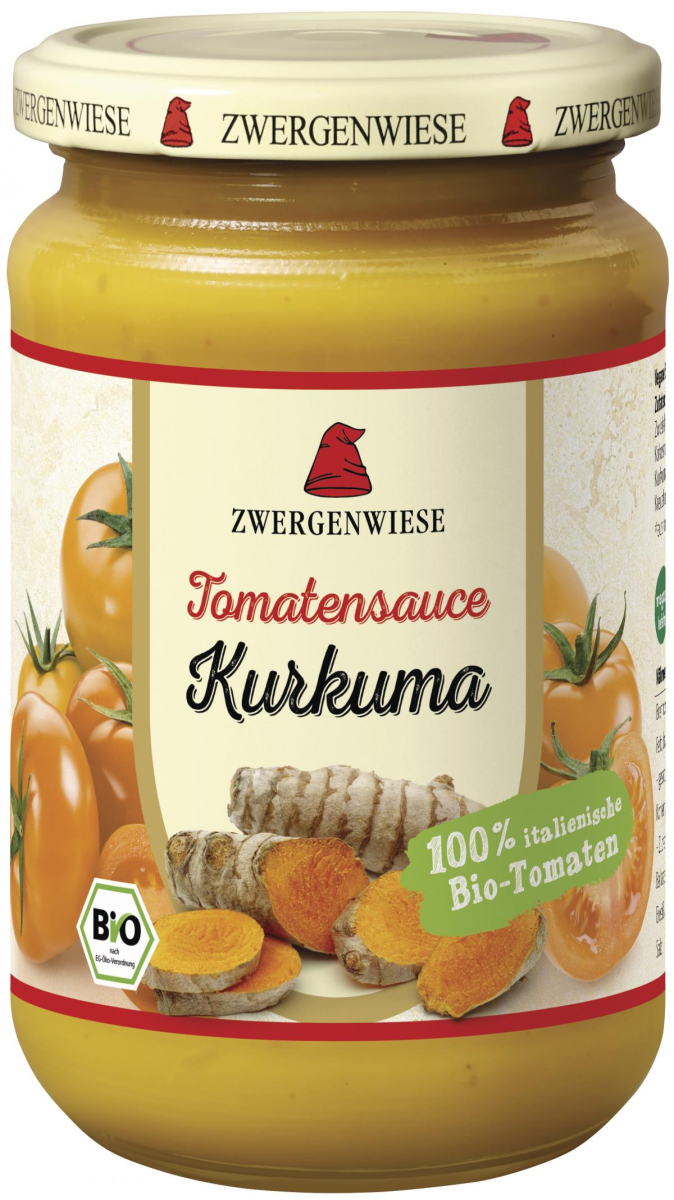 Zwergenwiese Tomatensauce Kurkuma, 340 ml Glas