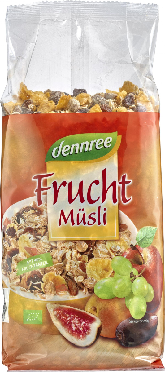 dennree Früchte Müsli, 750 gr Packung