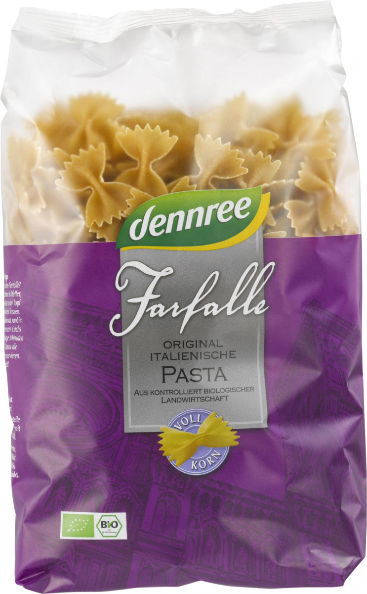 dennree Hartweizen-Farfalle, 500 gr Packung -Vollk