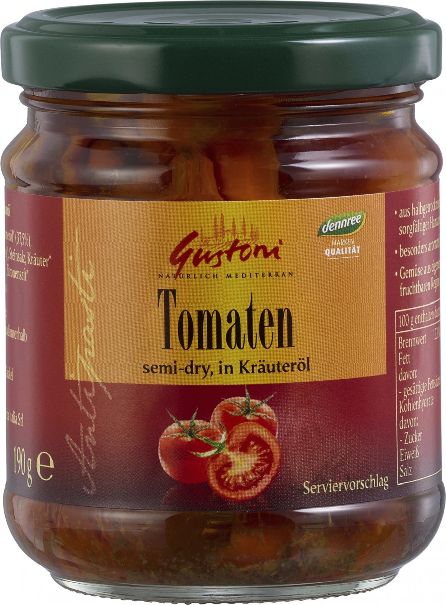 Gustoni halbgetrocknete Tomaten, demeter, 190 gr G