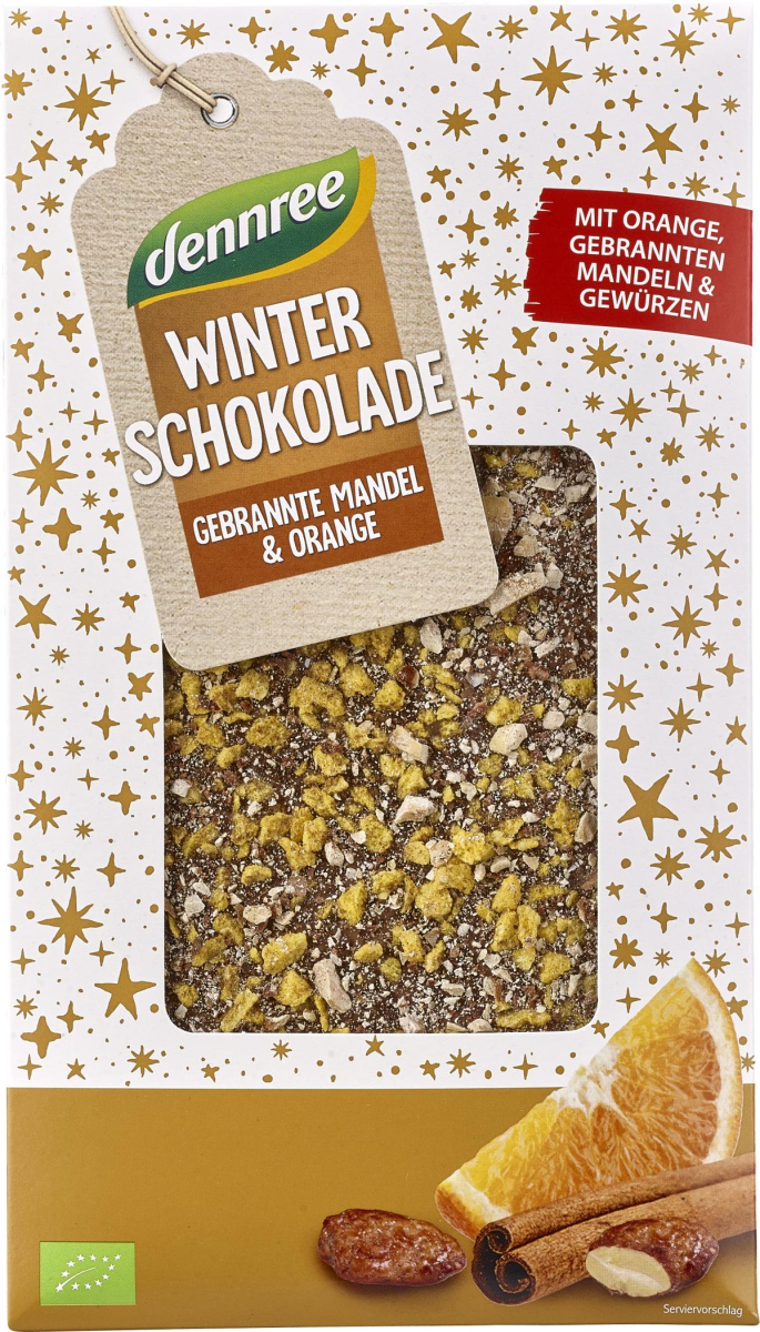 dennree Winterschokolade gebrannte Mandel-Orange,