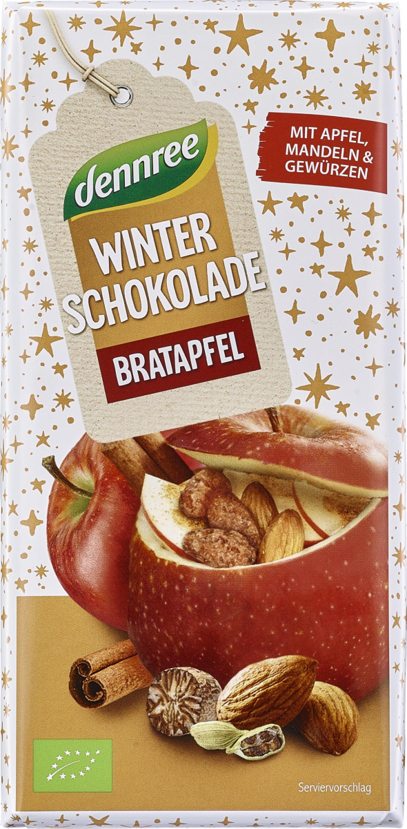 dennree Winterschokolade Bratapfel, 100 gr Stück