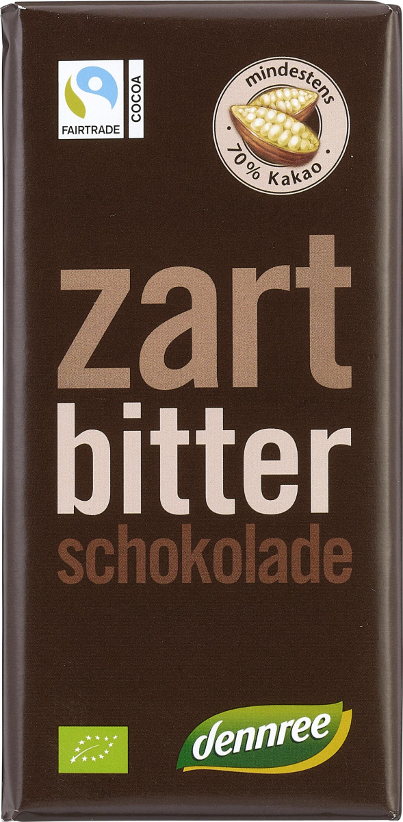dennree Zartbitterschokolade, 100 gr Stück