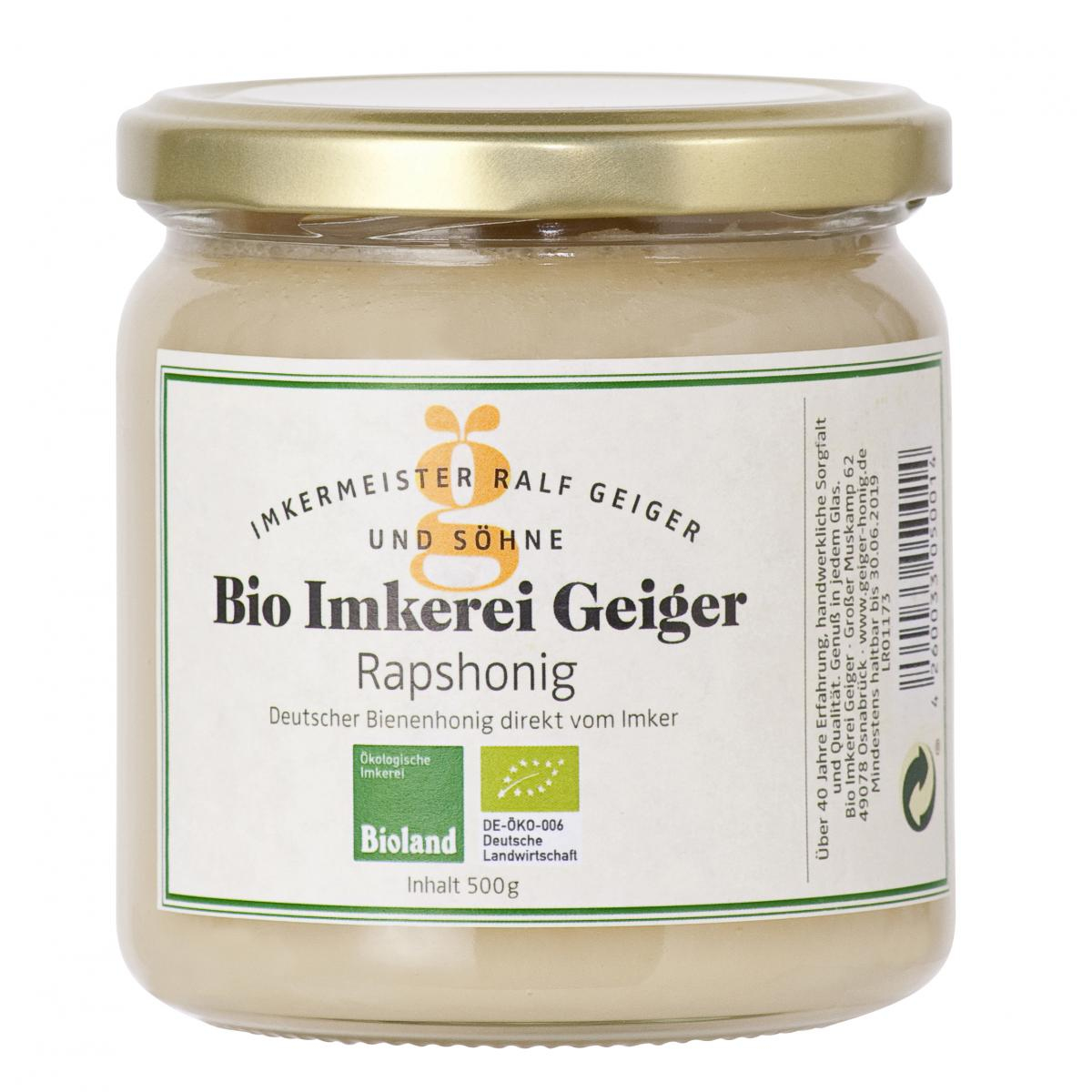 Imkerei Geiger Rapshonig, 500 gr Glas