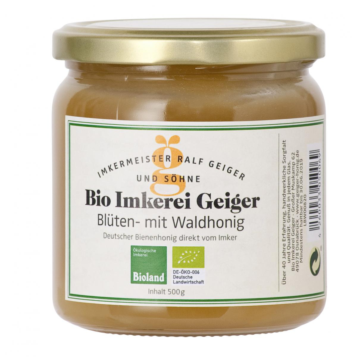 Imkerei Geiger Blütenhonig mit Wald, 500 gr Glas