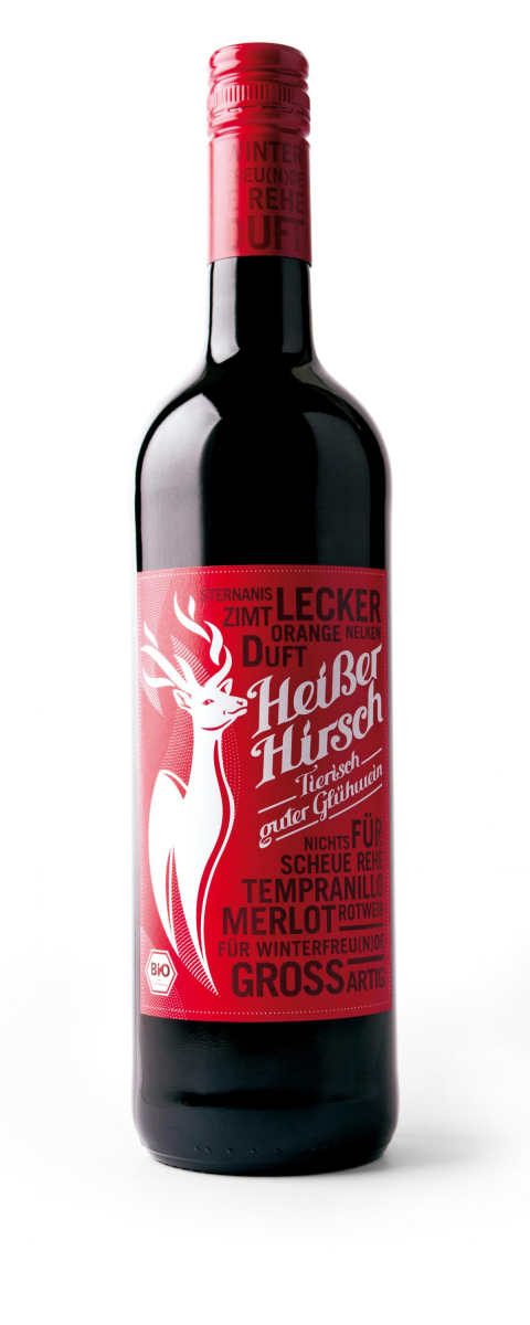 Acht Grad plus Heißer Hirsch rot, 0,75 ltr Flasche