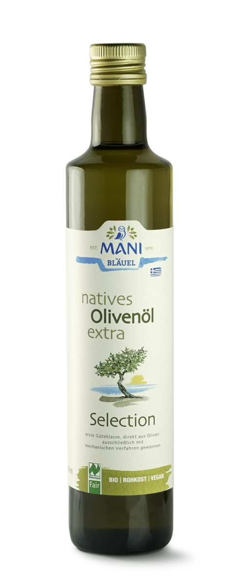 Olivenöl Mani, nativ extra, 500 ml, Bläuel