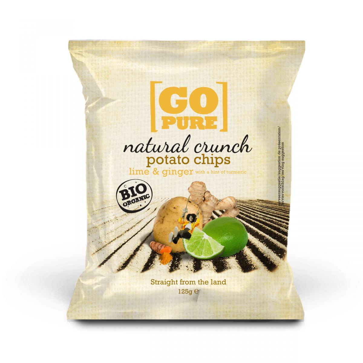 Go Pure Handcooked Chips Lime & Ginger, 125 g Pack