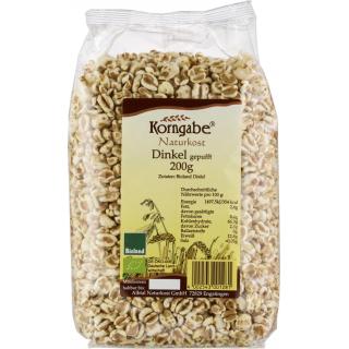Korngabe Dinkel gepufft ungesüßt, 200 gr Packung
