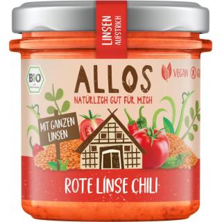 Allos Linsen-Aufstrich Rote Linse Chili, 140 gr Gl