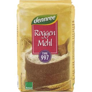 dennree Roggenmehl Type 997, 1kg Packung