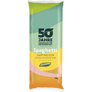 dennree Hartweizen-Spaghetti, 1 kg Packung -hell-
