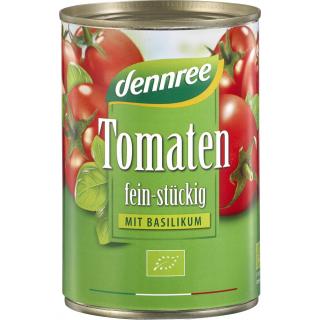 dennree Tomaten fein-stückig mit Basilikum, 400 gr