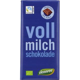 dennree Vollmilchschokolade, 100 gr Stück