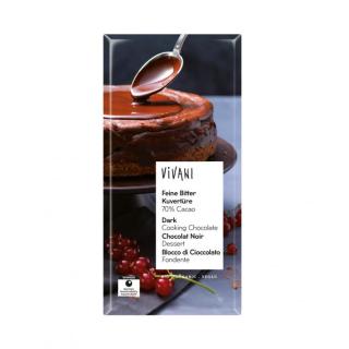 Vivani Feine Bitter Kuvertüre, 200 gr Stück
