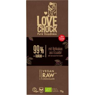 Lovechock Tafel Extreme Dark 99 % Kakao RAW Chocol