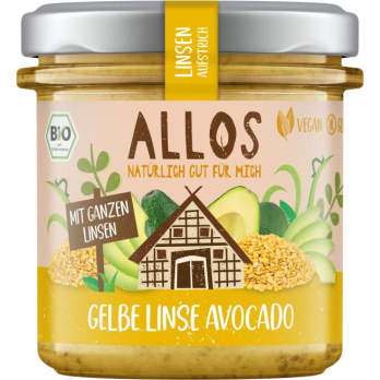 Allos Linsen-Aufstrich Gelbe Linse Avocado, 140 gr