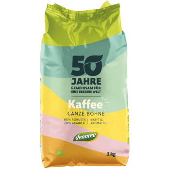 dennree Röstkaffee, ganze Bohne, 1 kg Packung