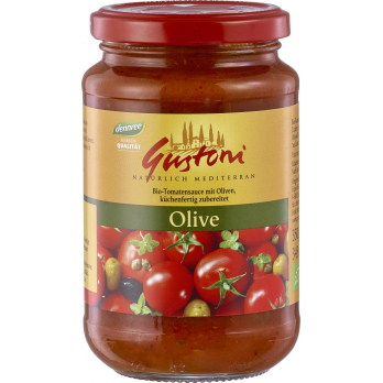 Gustoni Olive, Tomatensauce mit Oliven, 350 gr Gla