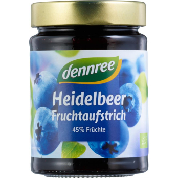 dennree Fruchtaufstrich Heidelbeere, 340 gr Glas -