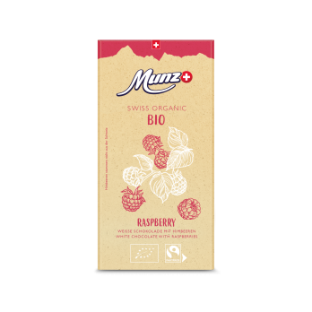 Munz Weiße Schokolade mit Himbeeren, 100 gr Stück