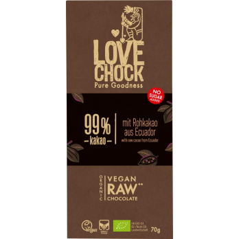 Lovechock Tafel Extreme Dark 99 % Kakao RAW Chocol