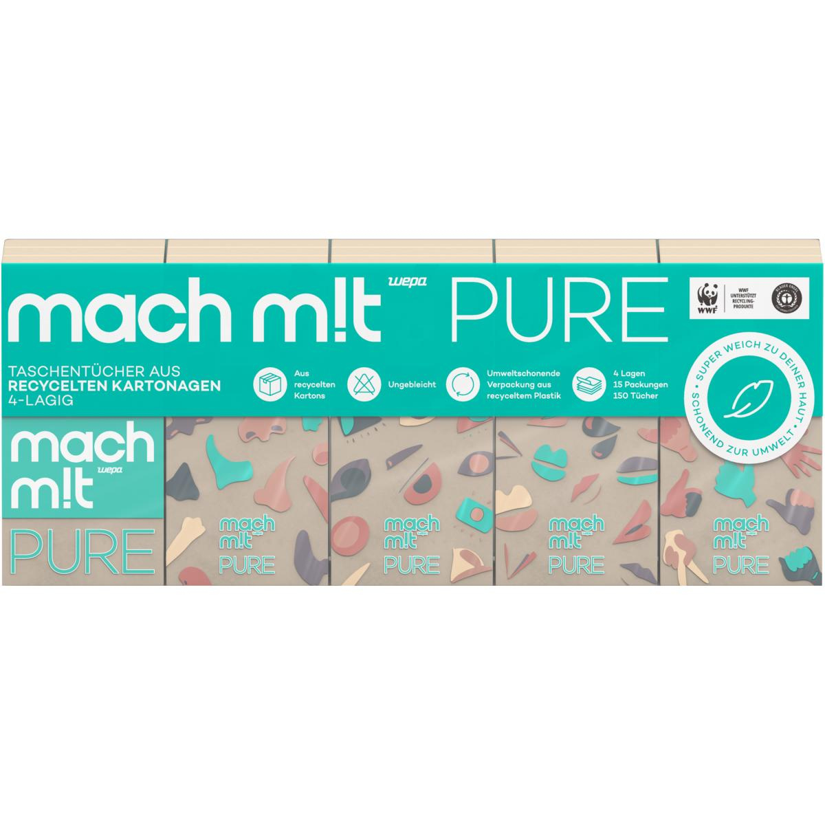 Wepa Mach mit Taschentücher, 15 x 10 Stück, 1 Pack
