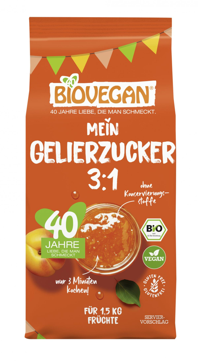 Biovegan Gelierzucker 3:1, 500 gr Packung