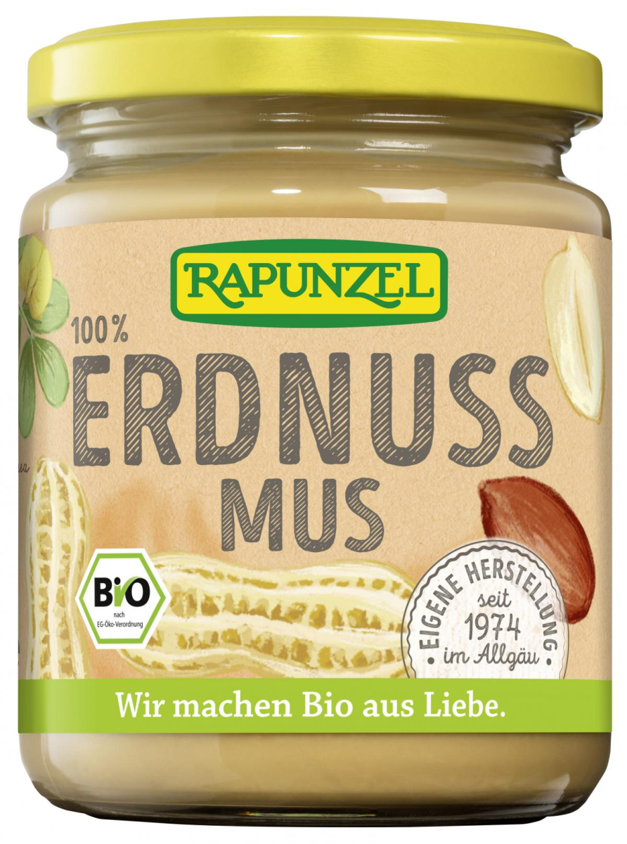 Rapunzel Erdnussmus fein, 250 gr Glas