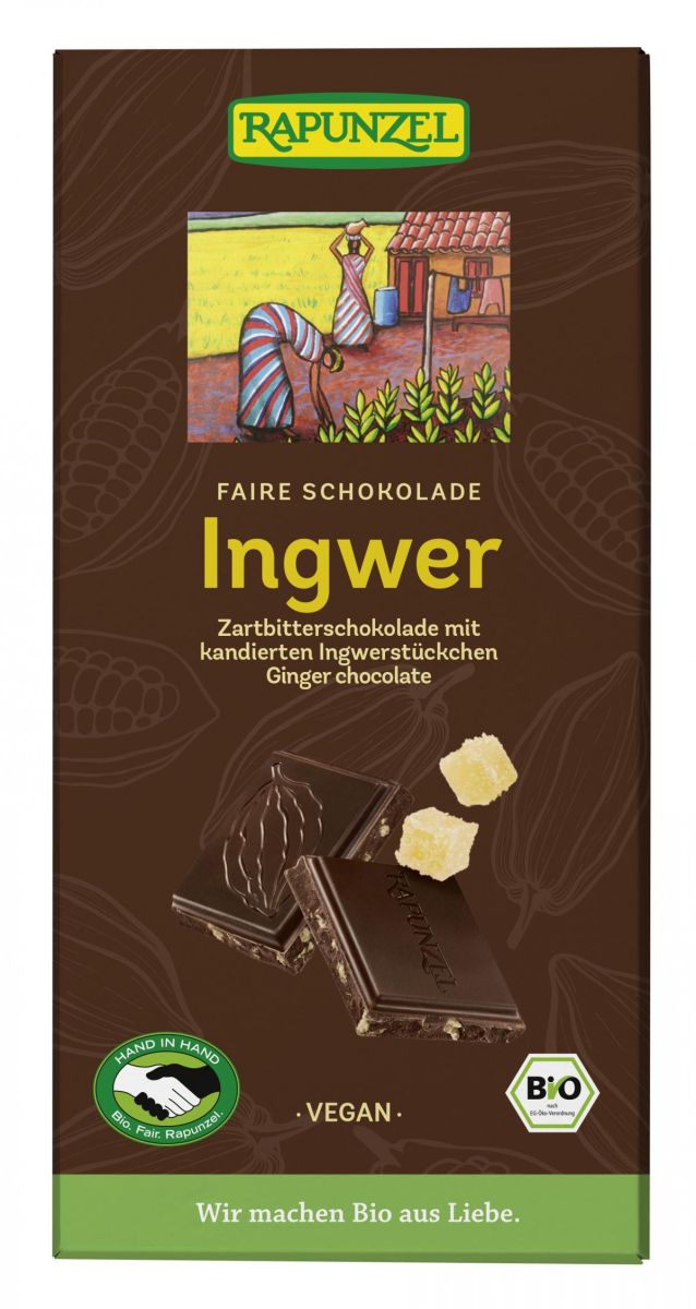 Rapunzel Zartbitterschokolade Ingwer 55% HIH, 80 g