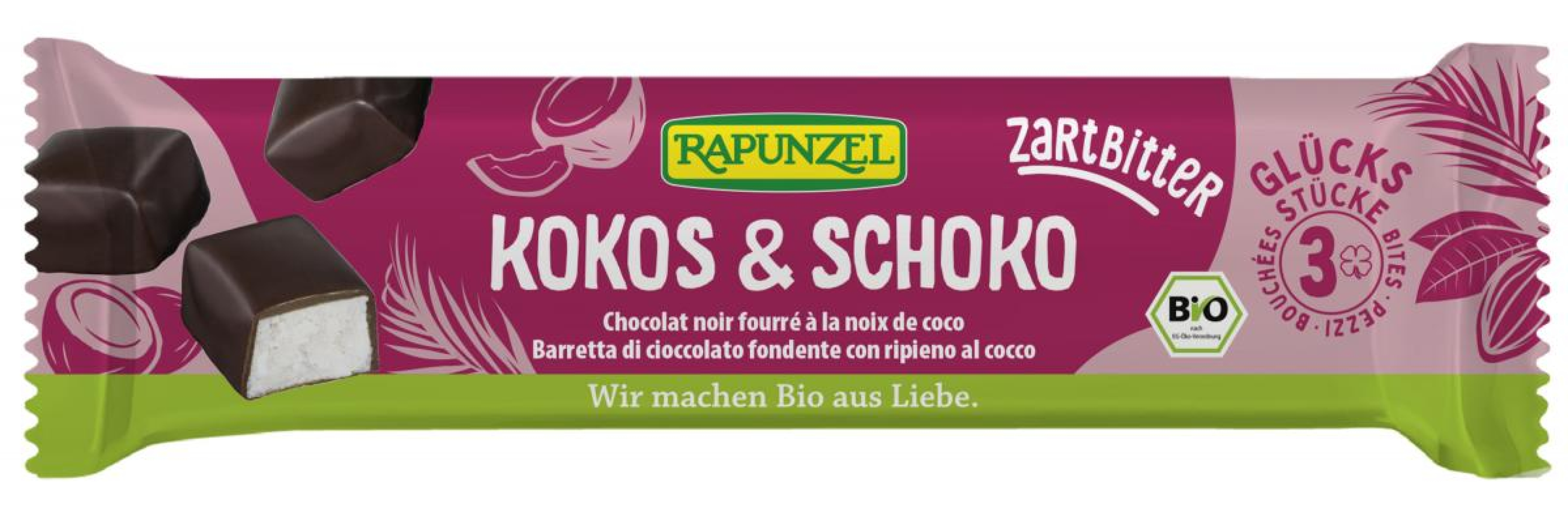 Rapunzel Kokos-Happen Zartbitter, 50 gr Stück
