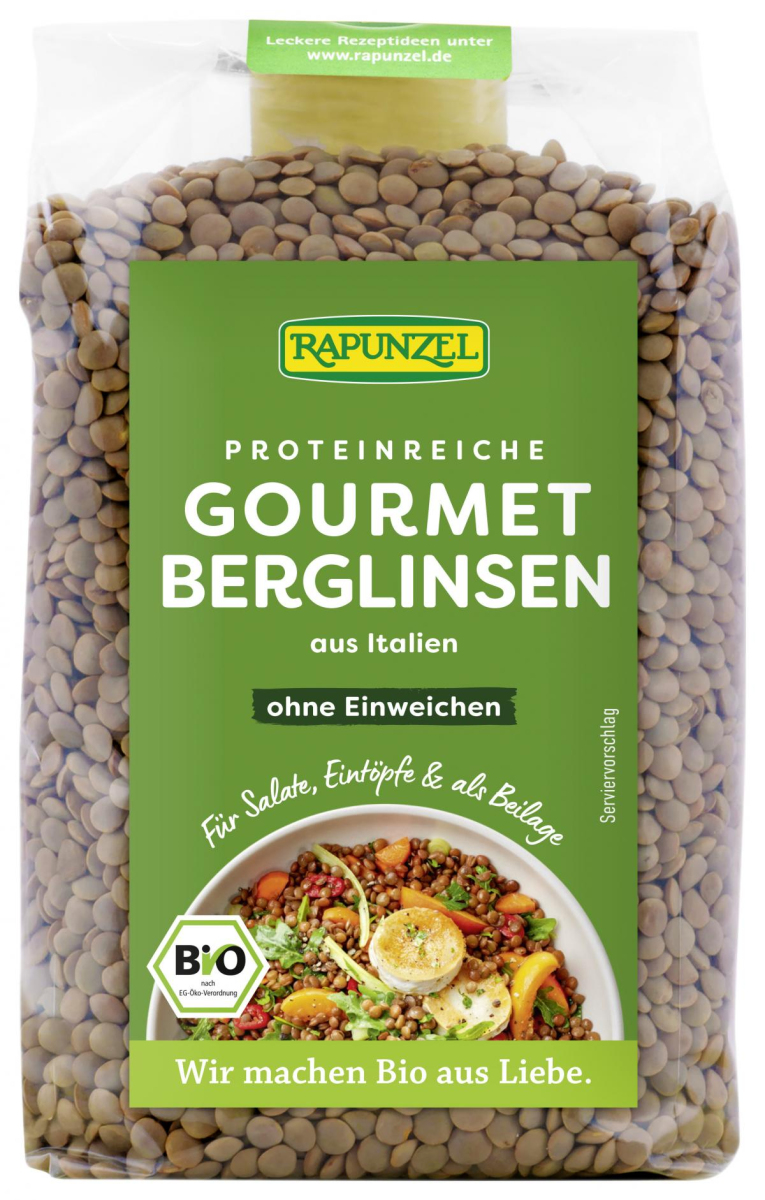 Rapunzel Gourmet Linsen braun, 500 gr Packung
