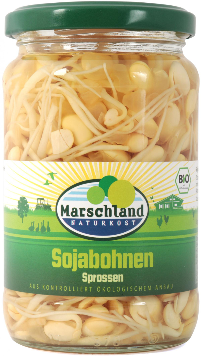 Marschland Sojabohnensprossen, 330 gr Glas (160 gr