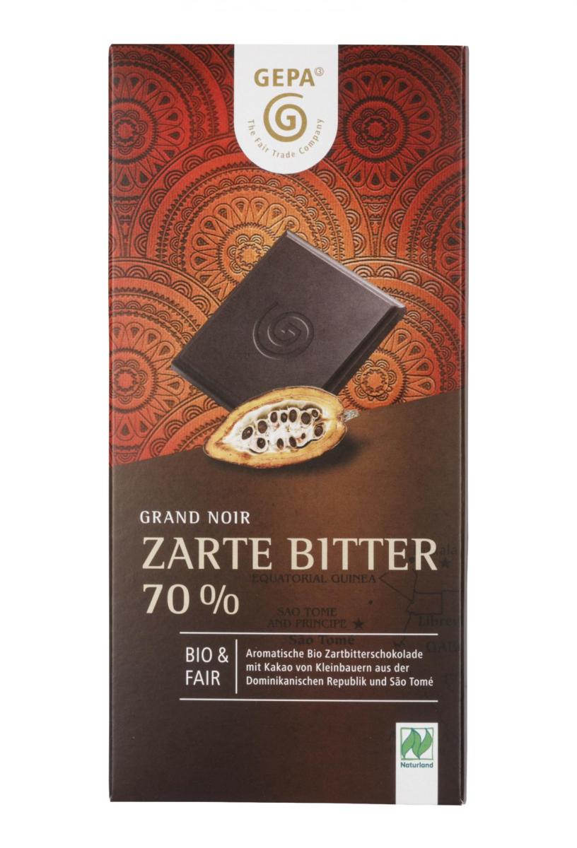 Gepa Grand Noir Zarte Bitter 70%, 100 gr Stück
