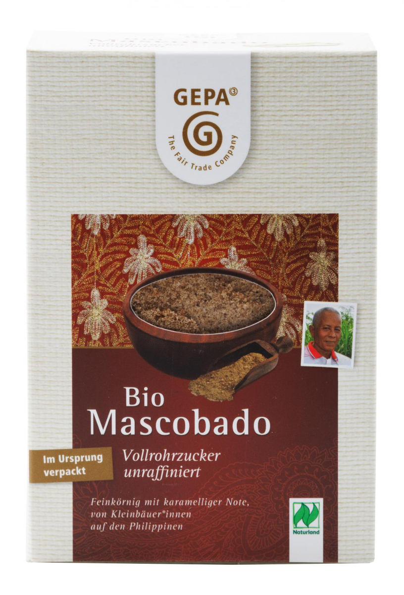 Gepa Mascobado Vollrohrzucker, 0,5 kg Packung