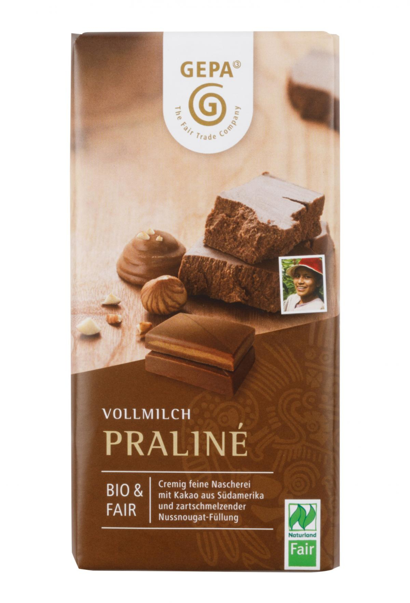 Gepa Premium Praliné Schokolade, 100 gr Stück