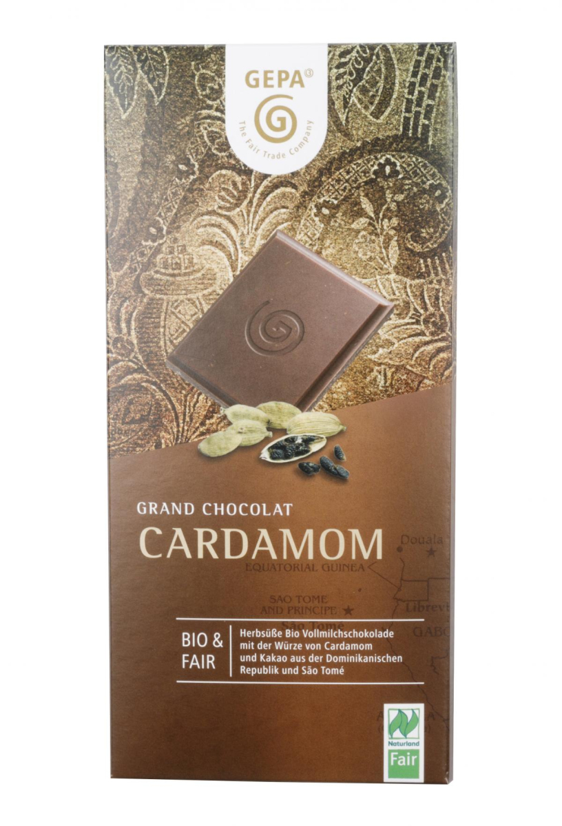 Gepa Grand Chocolat Cardamom 38%, 100 gr Stück