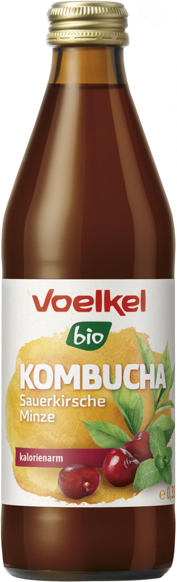 Voelkel Kombucha Sauerkirsche Minze, 0,33 ltr Flas