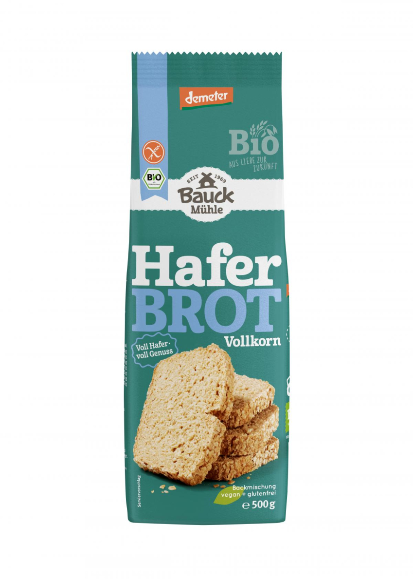 Bauck Hof Haferbrot Vollkorn, 500 gr Packung- glut
