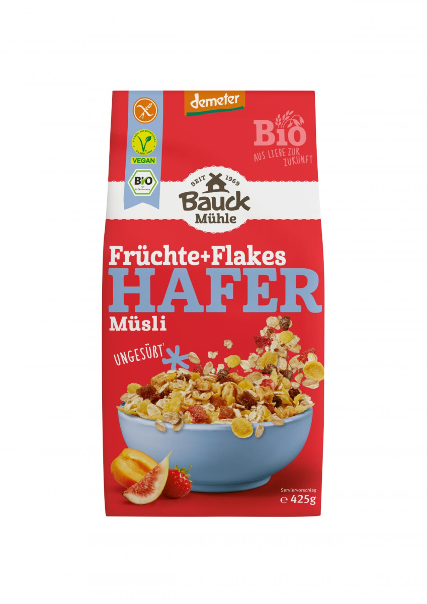 Bauckhof Hafer Müsli Früchte+Flakes glutenfrei