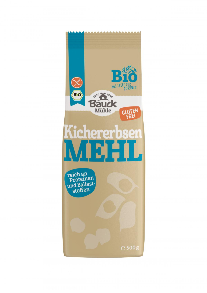 Bauck Hof Kichererbsenmehl, 500 gr Packung -gluten