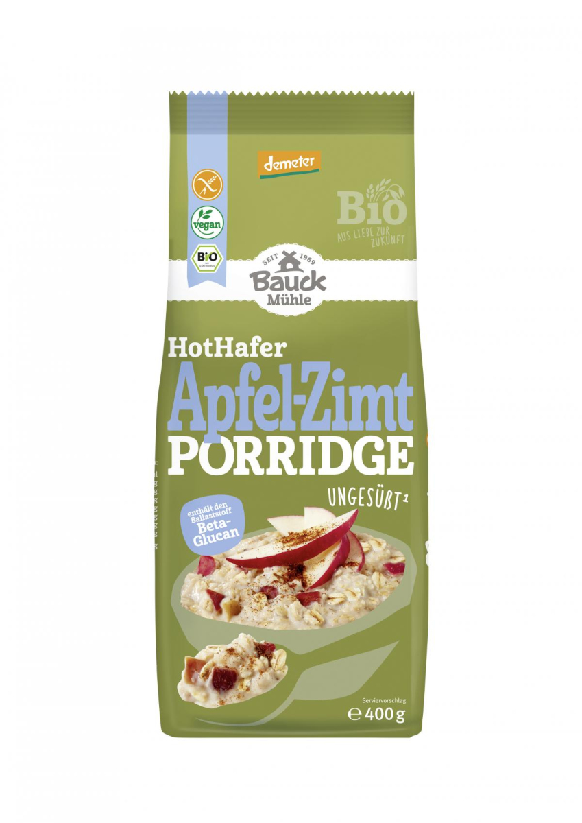 Bauck Hof Hot Hafer Apfel-Zimt, 400 gr Packung -gl
