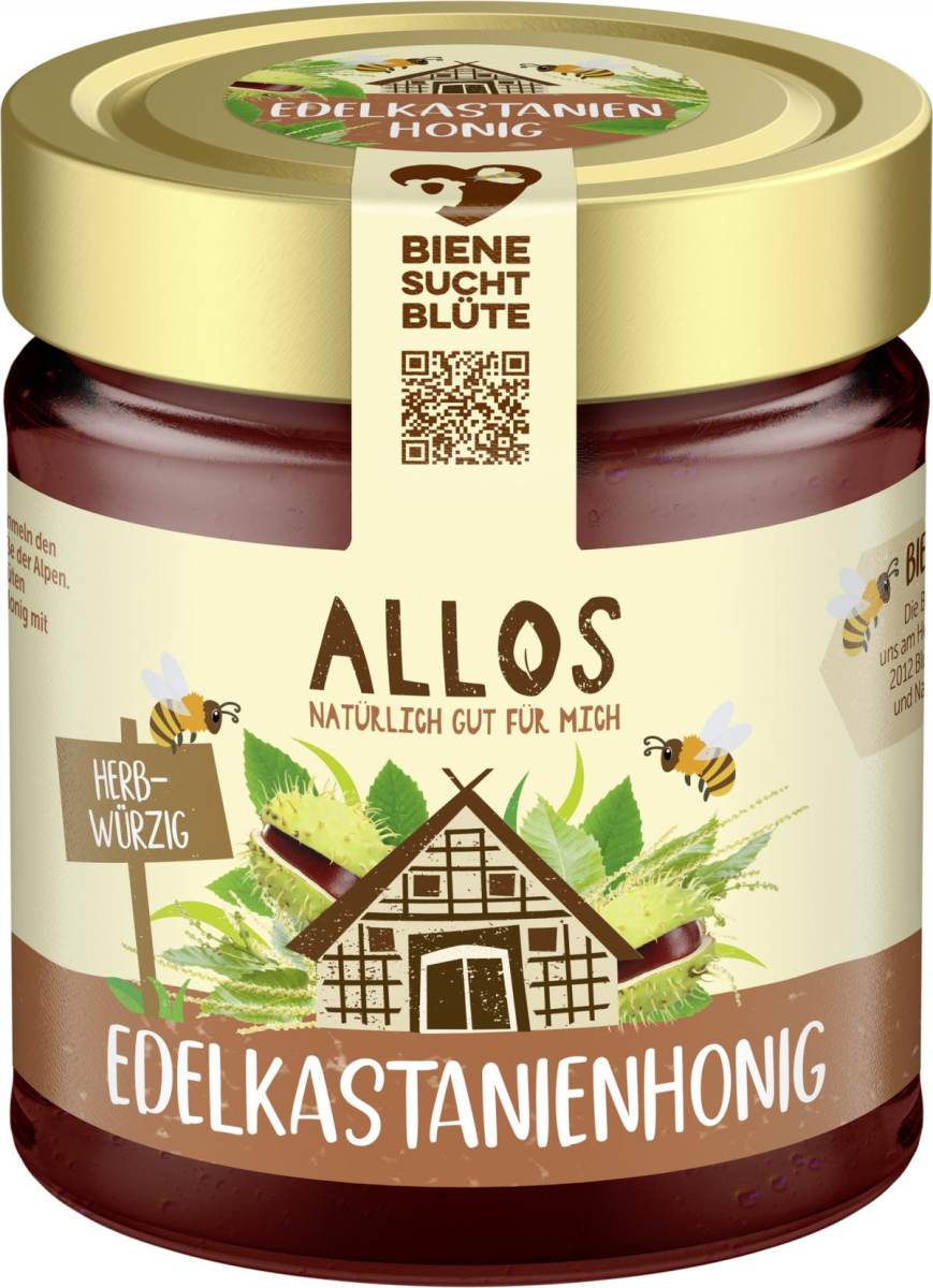 Allos Edelkastanienhonig, Italien, 500 gr Glas - f