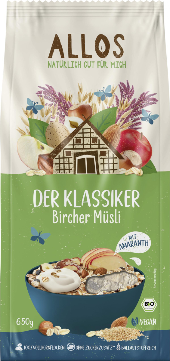 Allos Bircher Müsli, 650 gr Packung