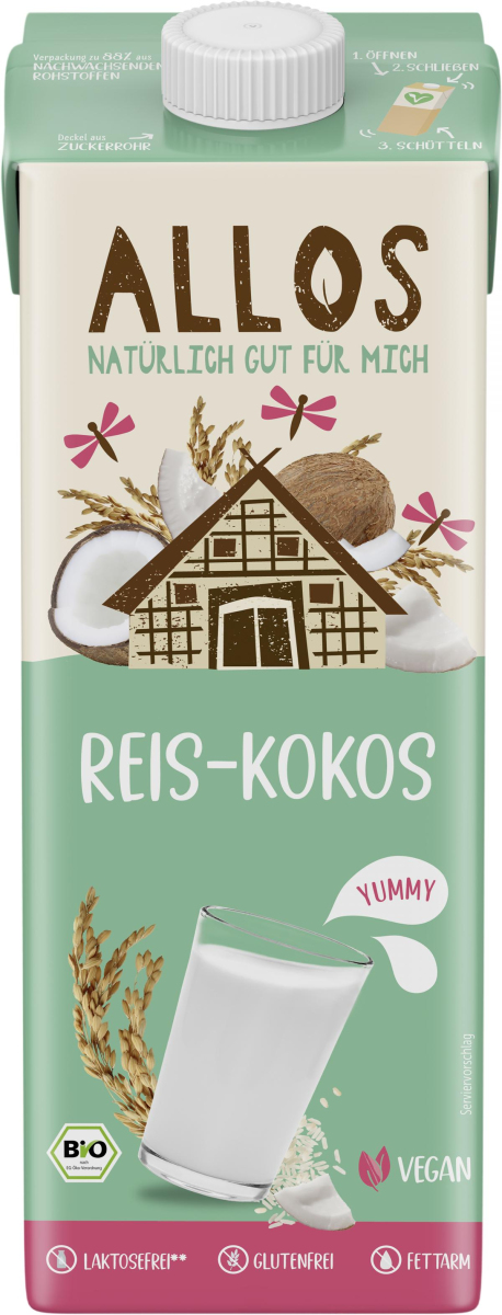 Allos Reis-Kokos Drink naturell, 1 ltr Packung