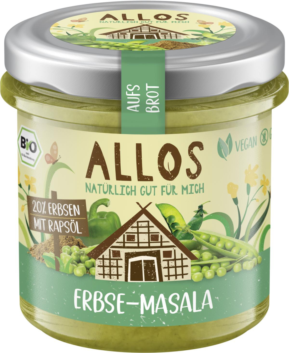 Allos Aufs Brot Erbse Masala, 140 gr Glas